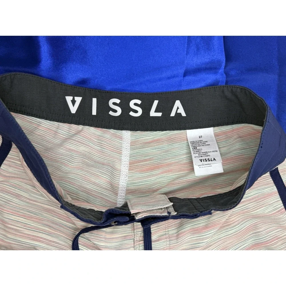 Vissla Men's Size 27 Blue Striped Board Shorts Swim Trunks Surfer Surfwear Beach